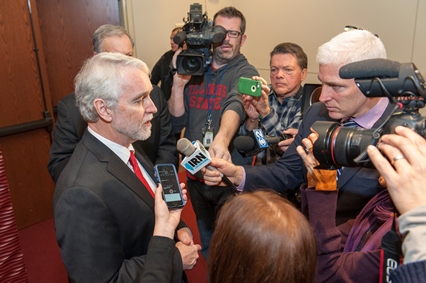 President-elect Killeen talks with members of the media.