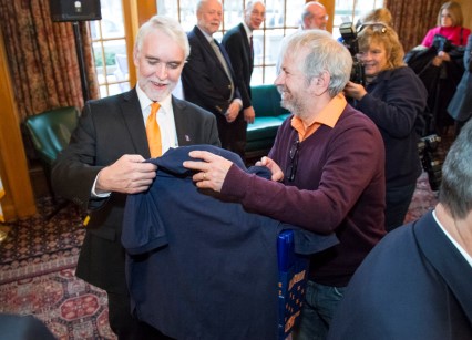 President-elect Killeen receives a shirt.