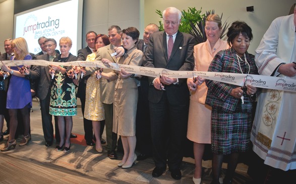 Ribbon cutting at the Jump Trading Center at the U of I College of Medicine in Peoria.